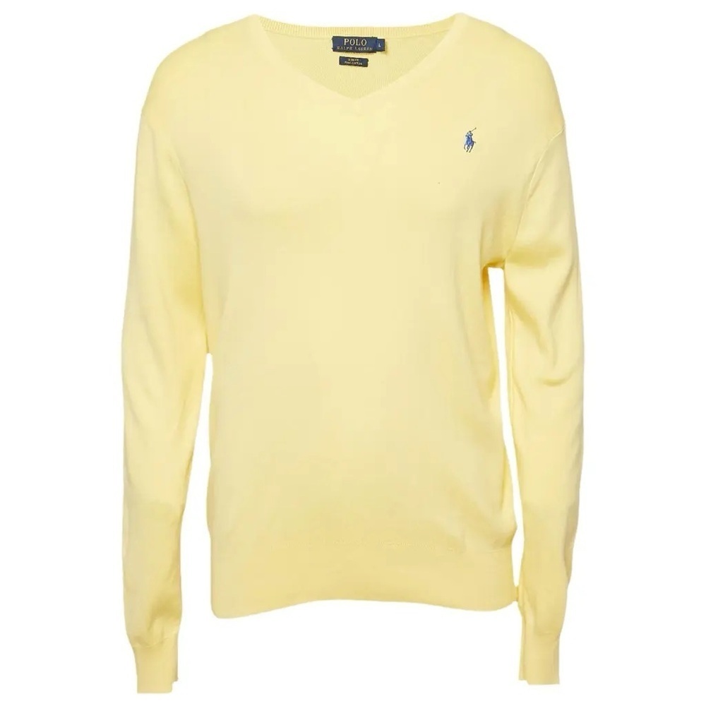 Ralph Lauren Men's V-Neck Sweater in Soft Yellow